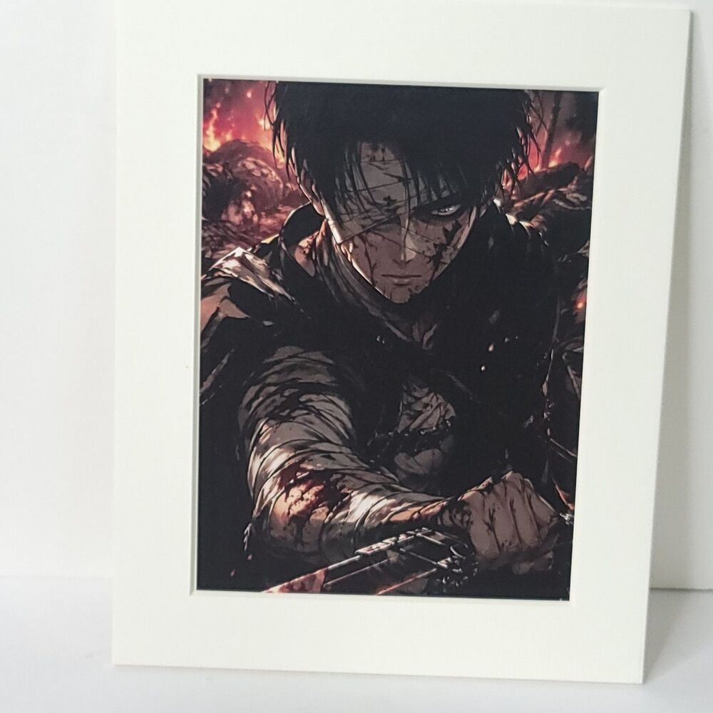 Levi Bloody Attack On Titan Still Shot Card Anime Wall Art Oversized Board A4